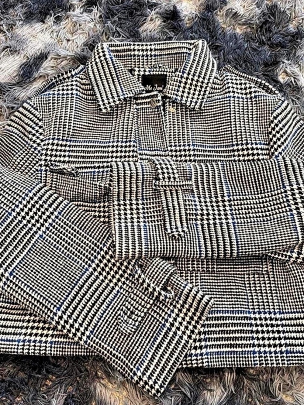 Me Jane Houndstooth Jacket in Black & White Size Large